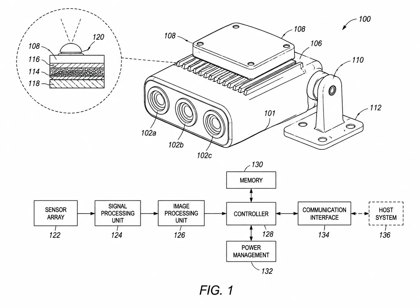 Patent figure example showing an engineering system with numbered reference elements