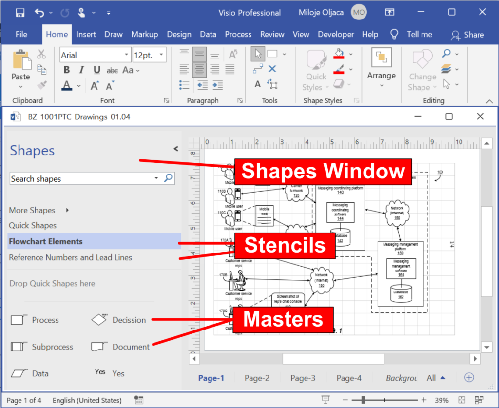 Dragging and Dropping Shapes in Visio