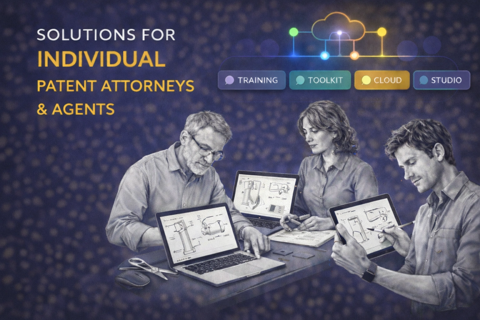 Individual patent attorney creating patent figures in Visio